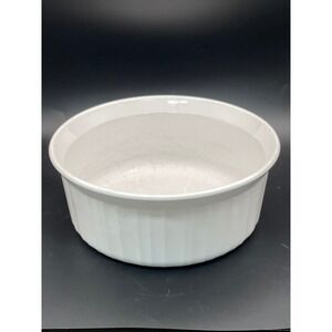 Corning Ware French White Souffle Casserole Dish F-5-B 1.6 Liter White Ribbed